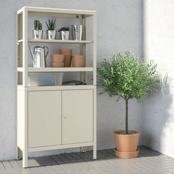 shelving unit with cabinet