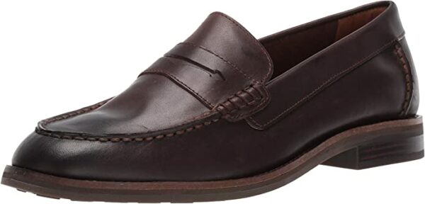 dark brown leather loafers