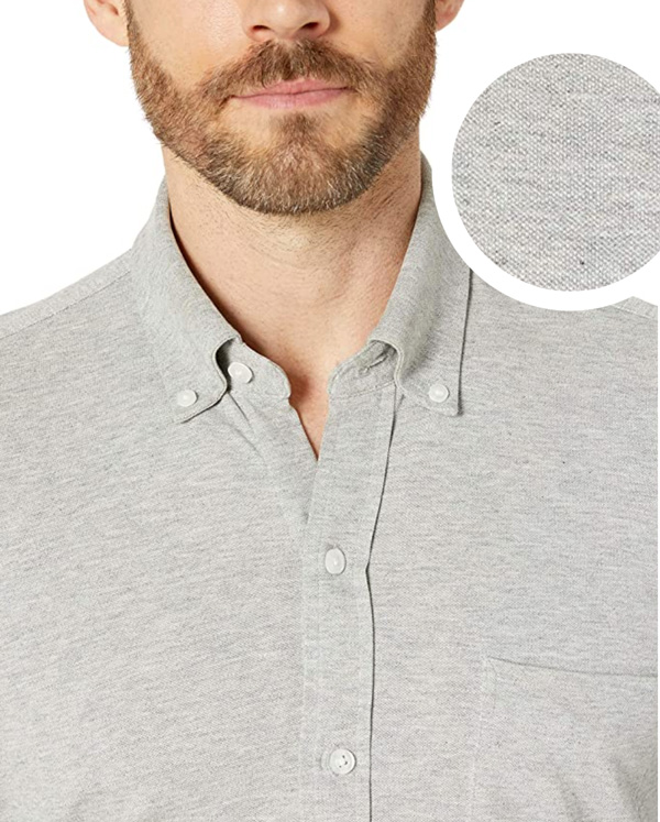 Pique knit button up shirt