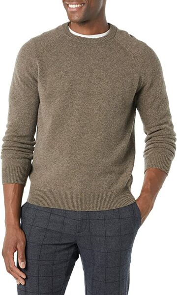 light brown lambs wool long sleeve crewneck sweater