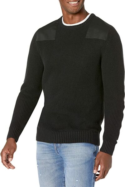 black long sleeve military style sweater