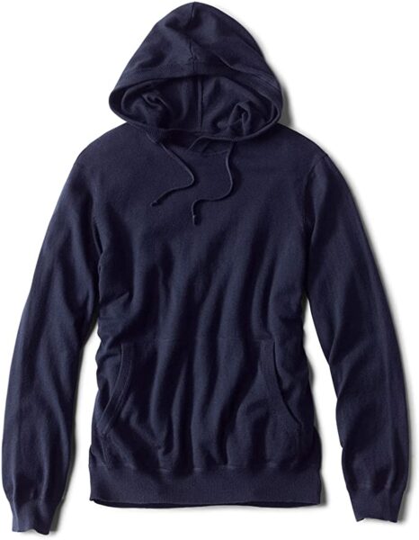 navy blue cotton cashmere long sleeve hooded sweater