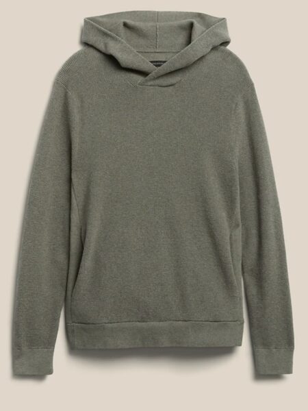 green cotton long sleeve hooded sweater