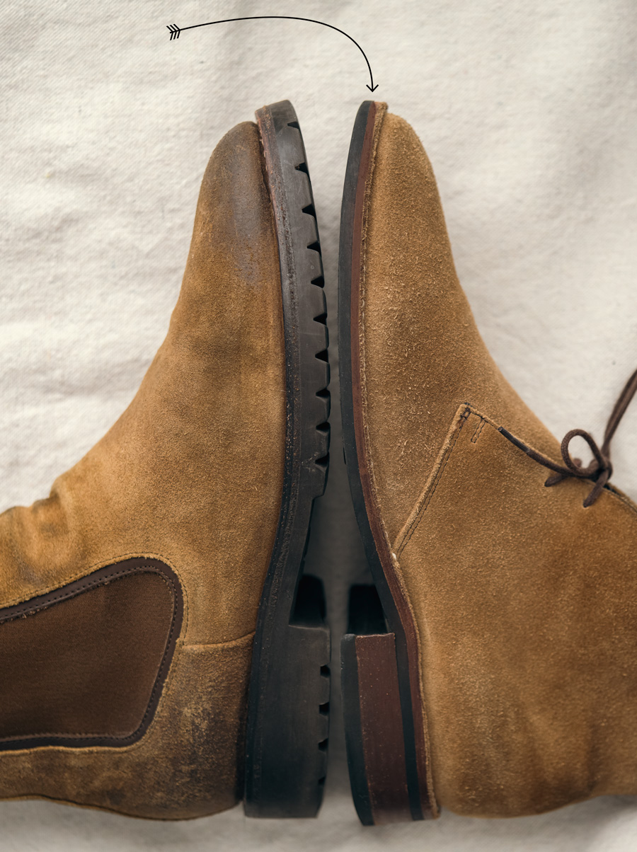 the thickness or chunkiness of a boot's sole influences how dressy or casual it is. 