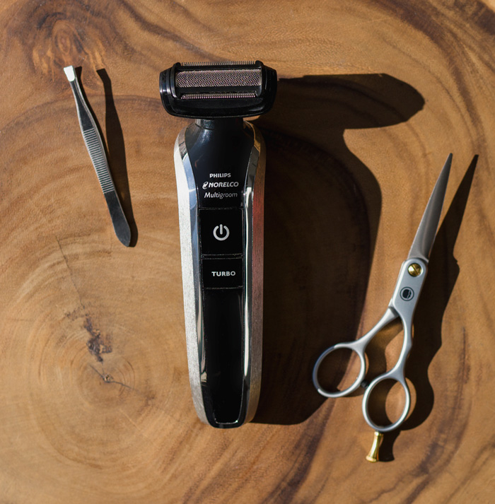 men's body groomer, tweezers, beard scissors