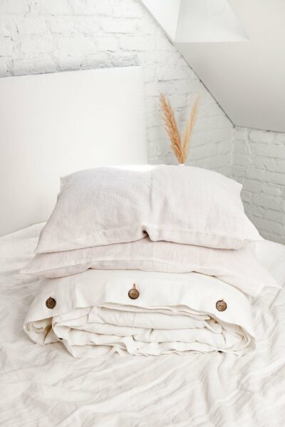 image of a white linen bedding set