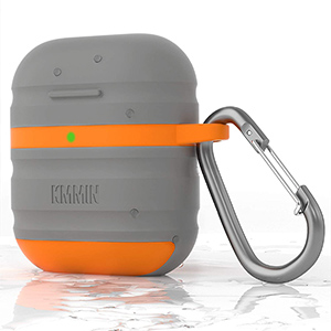 image of a grey and orange waterproof case for airpods earbuds
