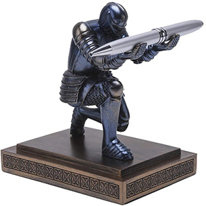 image of a knight pen holder for desk