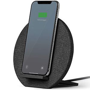 image of a mobile device on a wireless charging dock