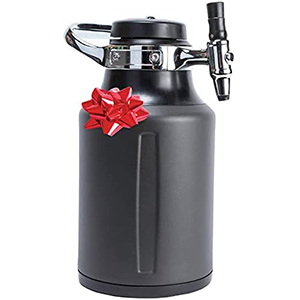 image of a black keg beverage dispenser