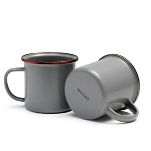 image of two grey enamel mug cups