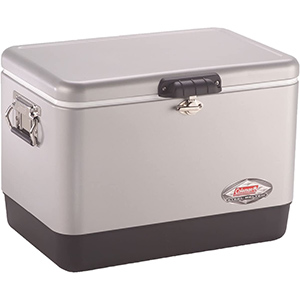 image of a silver coleman cooler