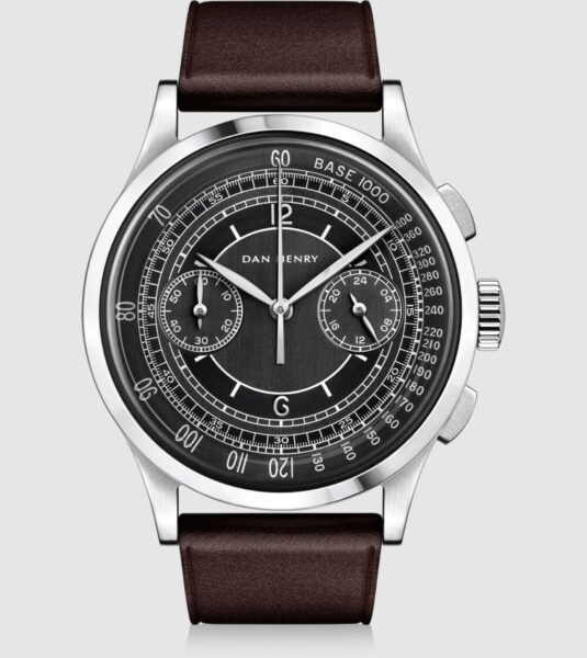 image of brown watch with black dial face