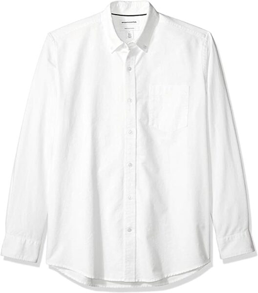 image of a white button down oxford long sleeve shirt