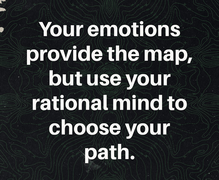 your emotions provide the map, but use your rational mind to choose your path