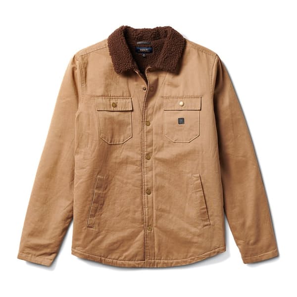 image of brown button down sherpa jacket