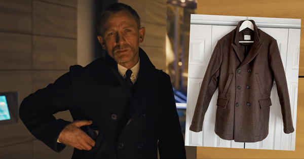 daniel craig from james bond movie wearing a pea coat
