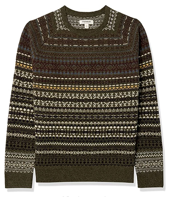 a green fair isle pattern sweater 