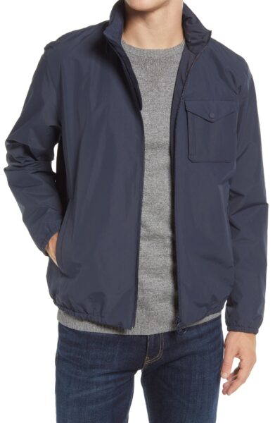 image of a navy blue hooded jacket