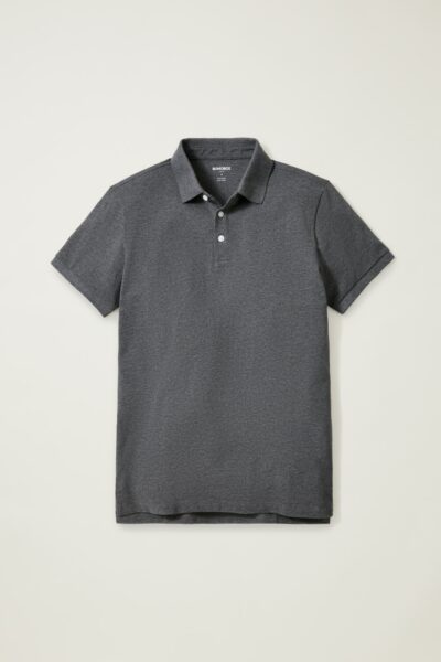 image of a gray short sleeve polo shirt