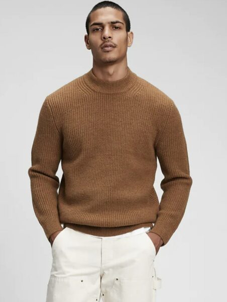 image of a brown mock neck sweater