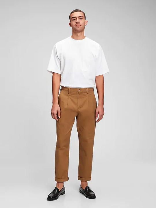 image of brown khaki pleated pants