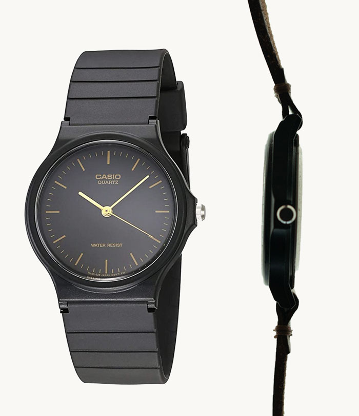 Casio black resin thin watch