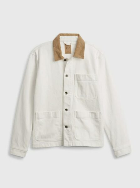 image of white denim chore jacket