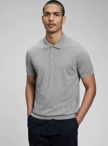 image of a grey sweater polo shirt
