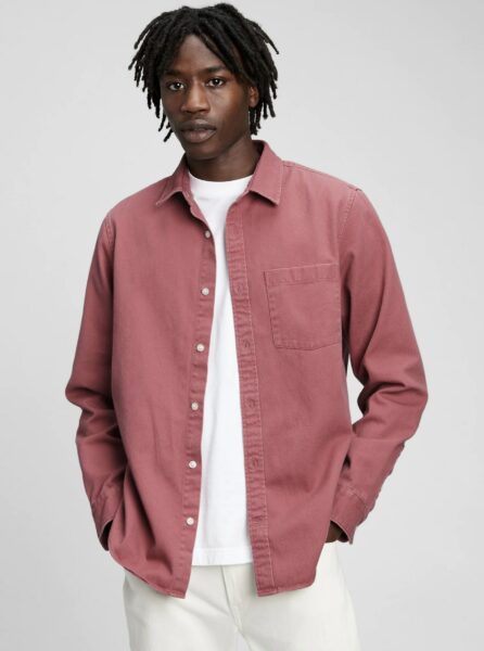 image of a light red twill shirt