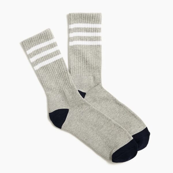 image of grey and white striped socks