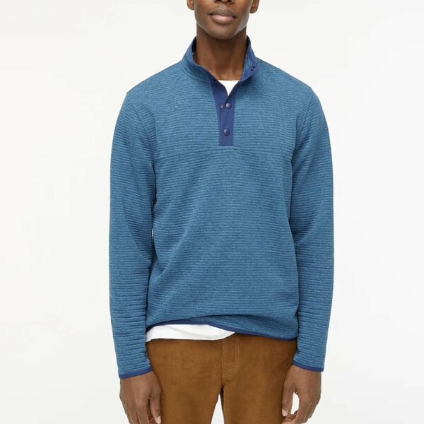 image of a blue knit pullover shirt