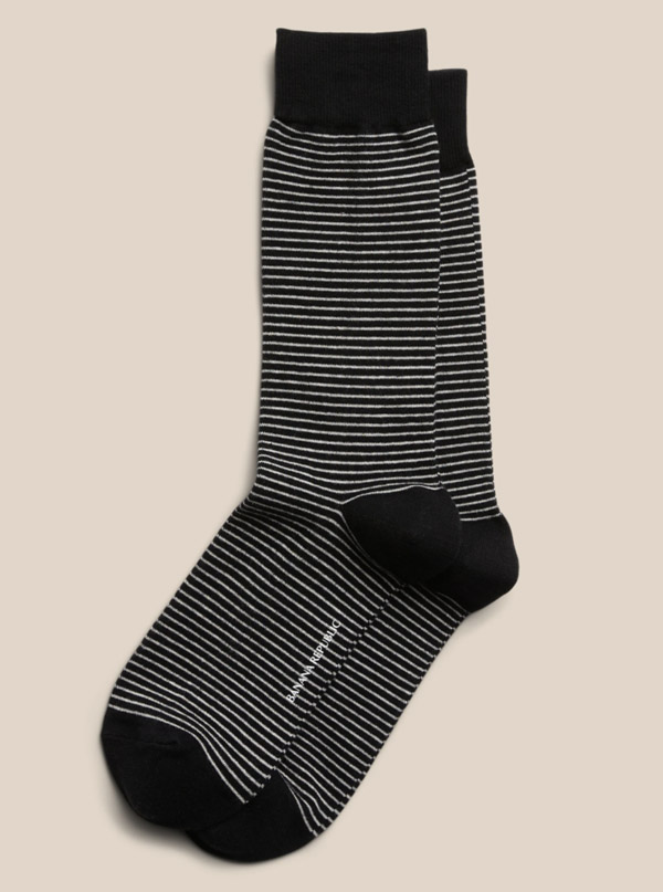image of black micro stripe socks