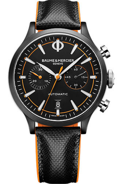 image of a black automatic chronograph watch