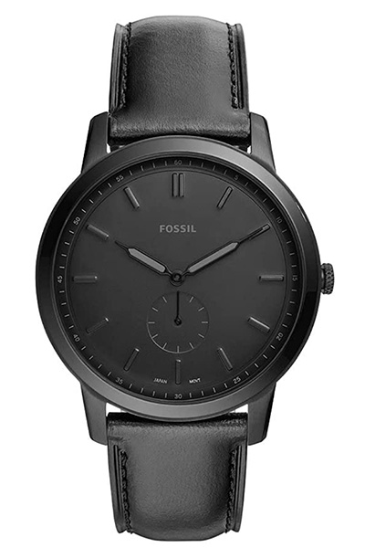 image of a black slim casual quartz watch
