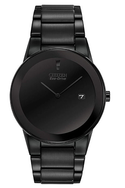 image of a black stainless steel mens watch