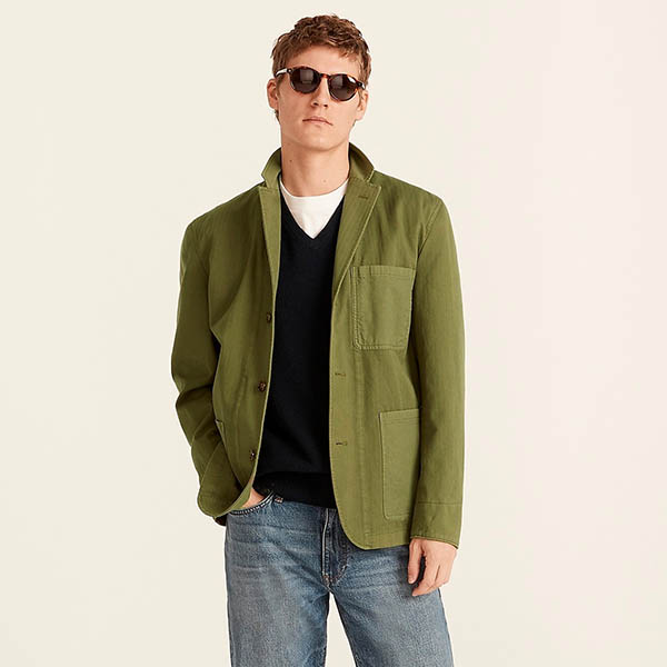 image of a man wearing a green chore blazer