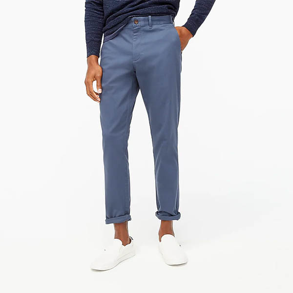 image of blue athletic fit khaki pant