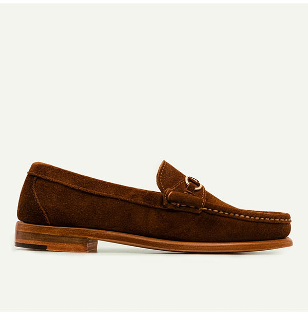 image of a brown suede loafer shoe