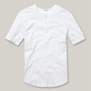 image of a short sleeve white henley shirt
