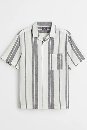 image of a grey and white striped button down shirt