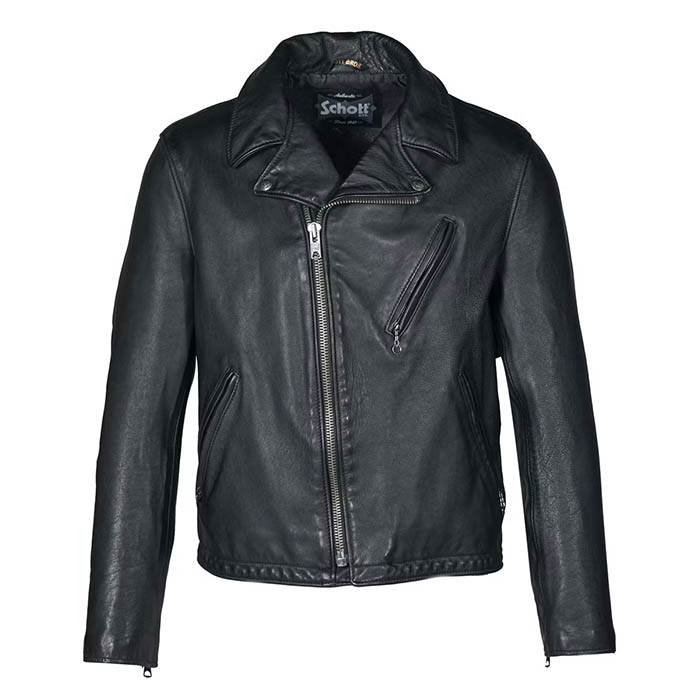 image of a black leather motorcycle style jacket