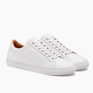 image of low top white leather sneakers