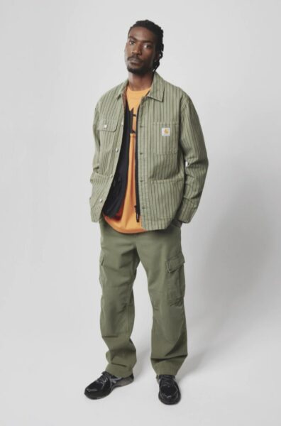 image of a man wearing green pants and green utility jacket