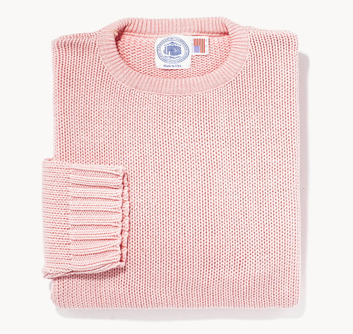 image of a pink cotton crewneck sweater