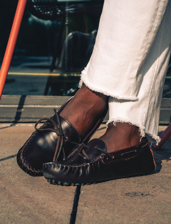 minnetonka loafers with white jeans