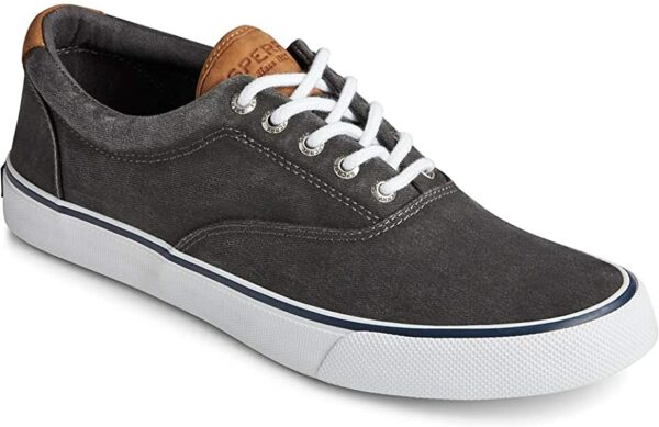 image of a grey and white low top sneaker shoe
