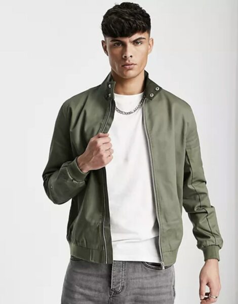 image of a person wearing a green harrington jacket