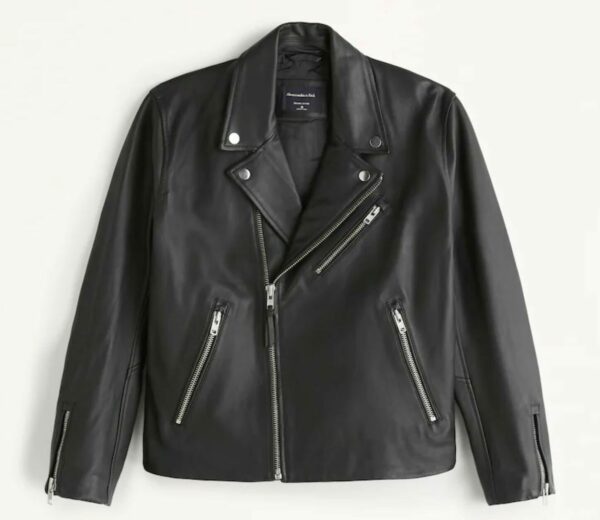 image of a black leather biker jacket
