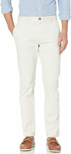 image of person wearing slim fit white pants